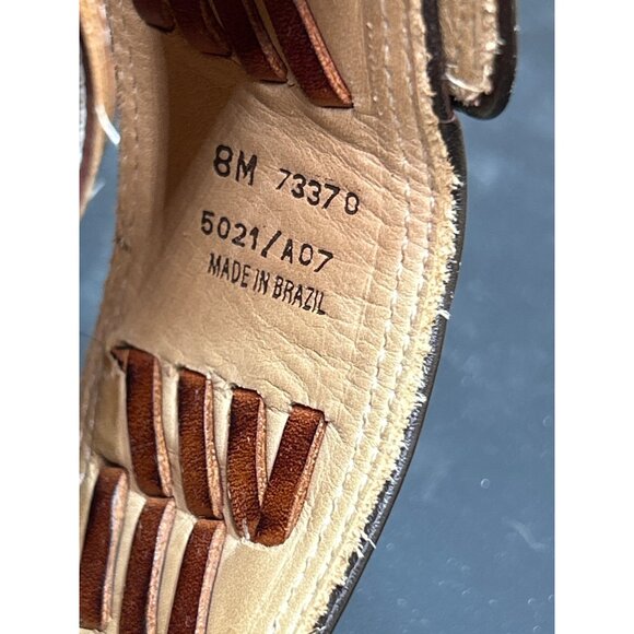 Frye Womens Brown Leather Woven Heel Sandals Size 8M Made In Brazil - Picture 4 of 7